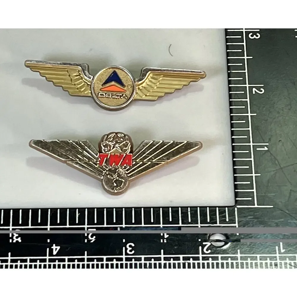 Vintage Delta TWA Airline Employee Wing Lapel Pin Lot Aviation Memorabilia